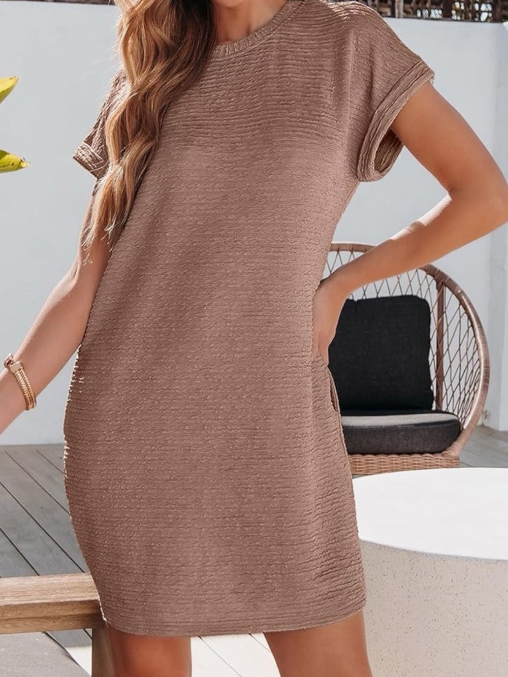 NWT Evaless Short Sleeve Textured MiniDress - S